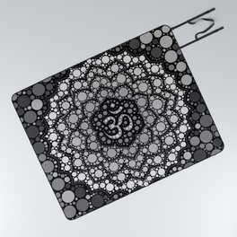 OM Symbol - Dot Art - Grayscale Picnic Blanket