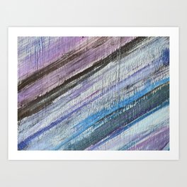 blue purple stripes on wood Art Print