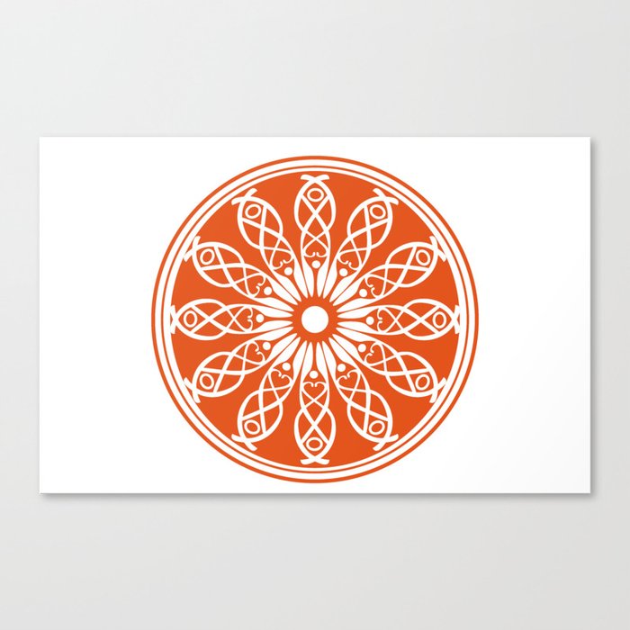 Orange flower mandala Canvas Print