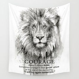 Lion Courage Motivational Quote Watercolor Painting Wall Tapestry