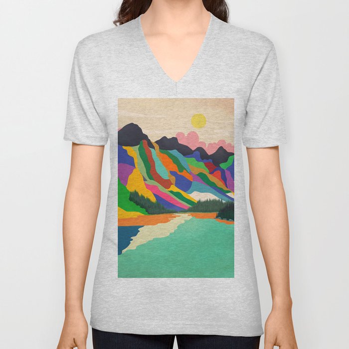Colorful Mountain Ranges V Neck T Shirt