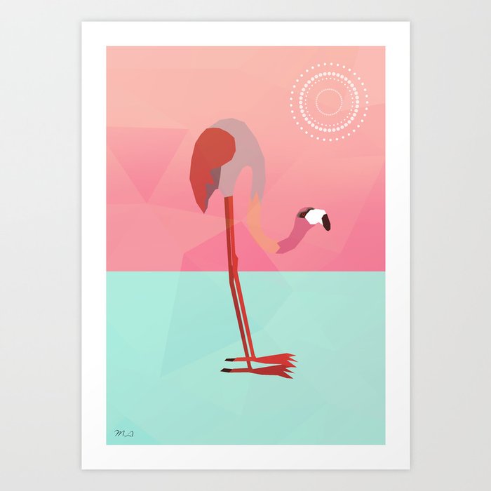 flamingo beautiful bird Art Print