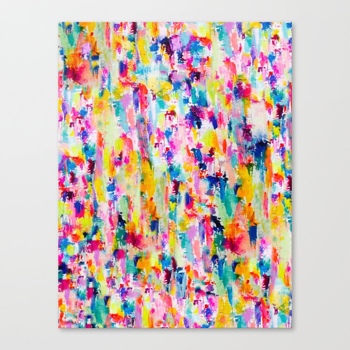 Bright Colorful Abstract Painting In Neons And Pastels Canvas