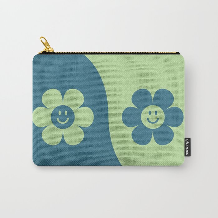 Yin yang retro floral smiley # mint sage Carry-All Pouch