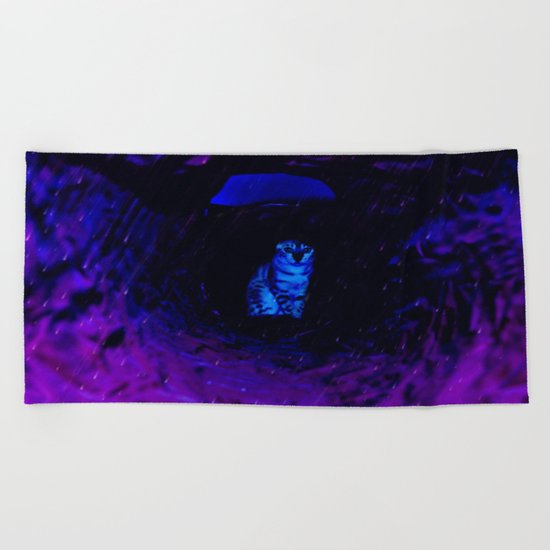 Century Of The Cat Tunnel Voyage Flare Beach Towel