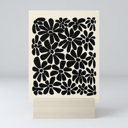 Black and White Retro Floral Art Print  Mini Art Print