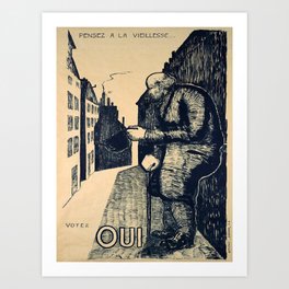 retro retro pensez a la vieillesse votez oui poster Art Print | Graphicdesign, Old, Vintage, Suisse, Votez, Poster, Oui, Schweiz, Pensez, La 