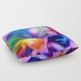 Psychedelic Rainbow Woman Silhouette Floor Pillow