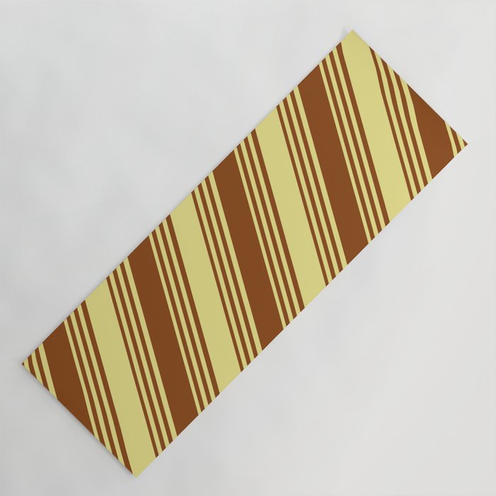 Brown and Tan Colored Striped/Lined Pattern Yoga Mat