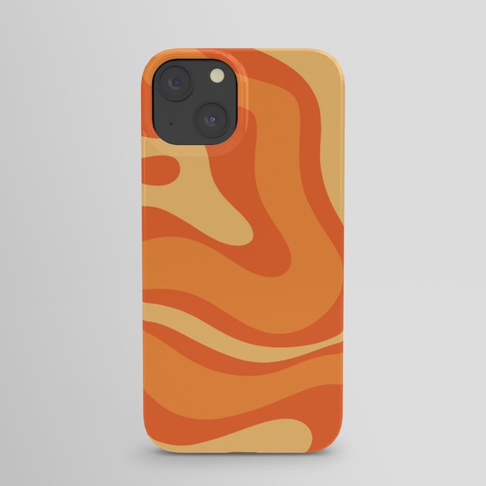Retro Modern Liquid Swirl Abstract Pattern Square in Orange Tangerine and Yellow Tones iPhone Case