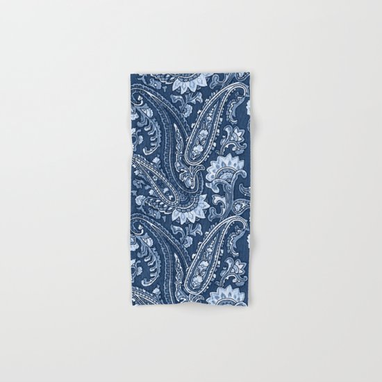 Blue indigo paisley Hand & Bath Towel
