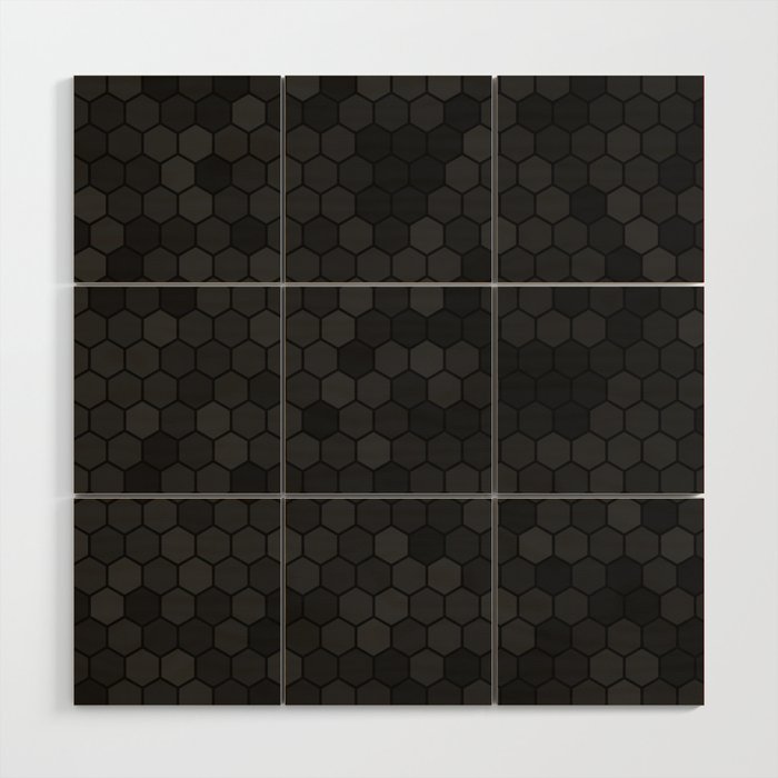 Grey & Black Color Hexagon Honeycomb Design Wood Wall Art