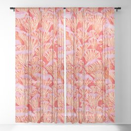 Cyber pink mushrooms Sheer Curtain