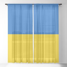 Blue and Yellow Flag Horizontal Sheer Curtain