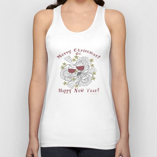 Merry Christmas & Happy New Year - Zentangle Illustration Unisex Tank Top