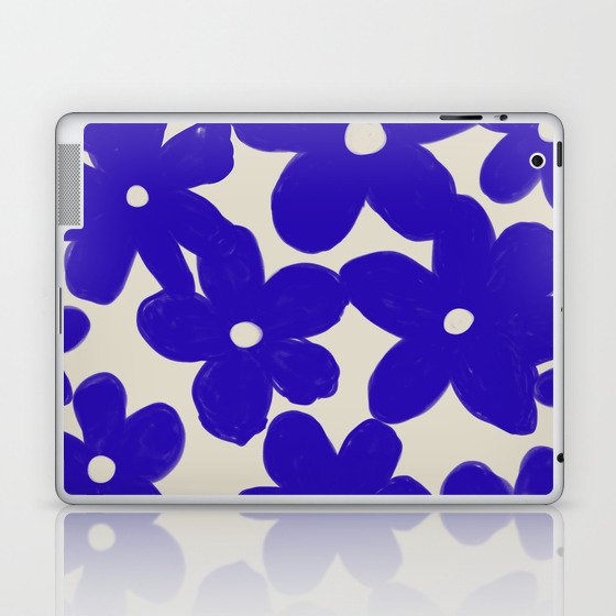 Groovy Eclectic Flowers in Navy Blue Laptop & iPad Skin