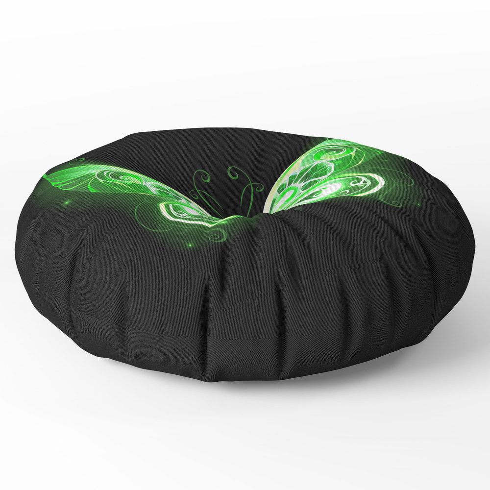 Green Fairy Wings Round Floor Pillow - x 26