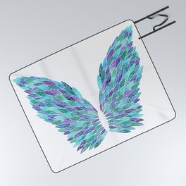 Turquoise Angel Wings Picnic Blanket