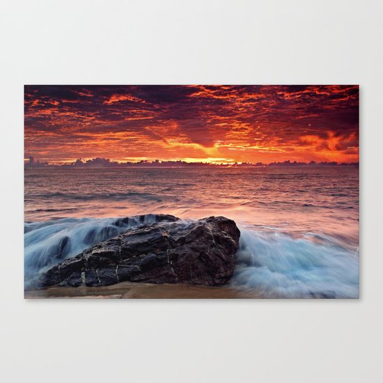 Sea water sunrise red Canvas Print