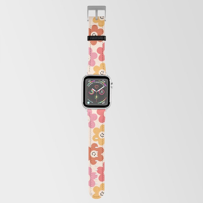 Retro Smiley Flowers Pattern Apple Watch Band