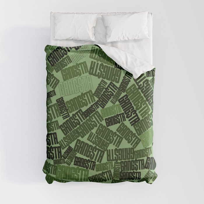 GANGSTA jungle camo / Green camouflage pattern with GANGSTA slogan Duvet Cover