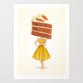Cake Head Pin-Up: Carrot Cake Art Print
