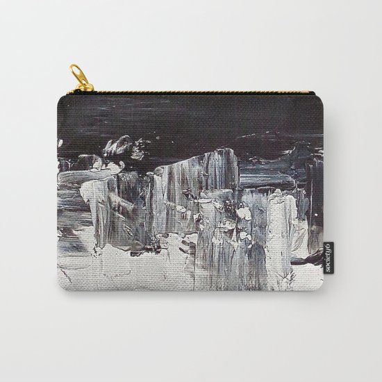 Flatline - black & white abstract painting Carry-All Pouch
