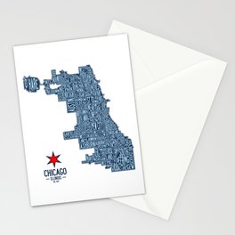 Chicago Neighborhood Map Stationery Card
