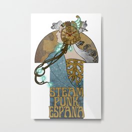 Steampunk Spain Metal Print | Romantic, Old, Illustration, Artnouveau, Vintage, Mucha, Art, Modernista, Drawing, Lady 