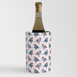 Cute pink and blue bird 2 Wine Chiller
