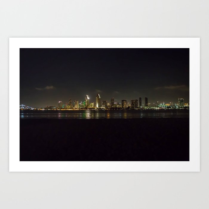 San Diego Skyline at Night Art Print