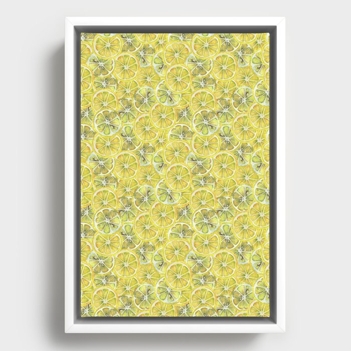 Lemon watercolor seamless pattern Framed Canvas