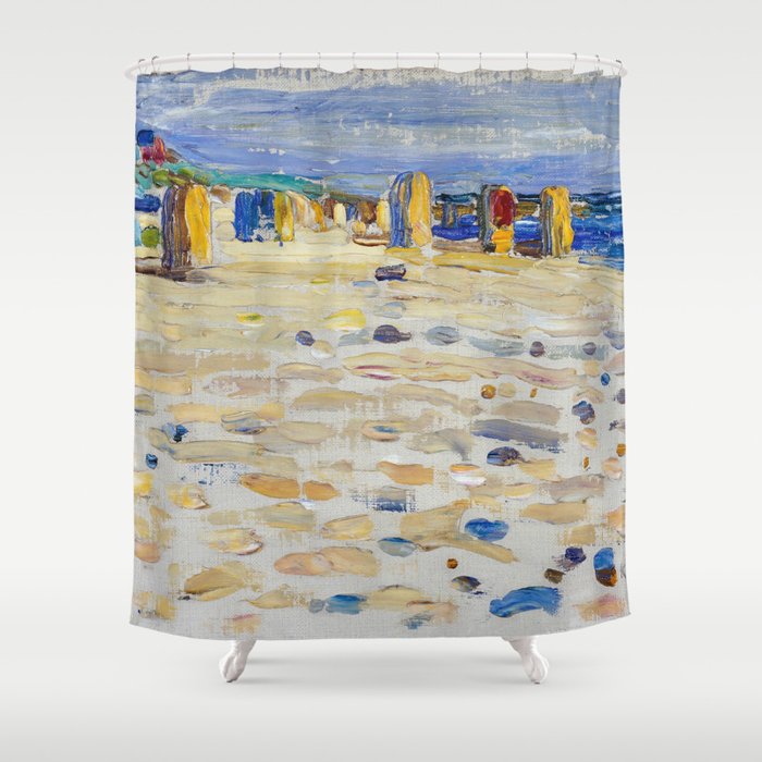 Wassily Kandinsky Holland – Strandkörbe (1904) Shower Curtain