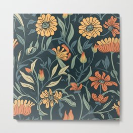 Whimsical Petals: Delightful Digital Floral Pattern for Fashionable Botanical Enthusiasts Metal Print