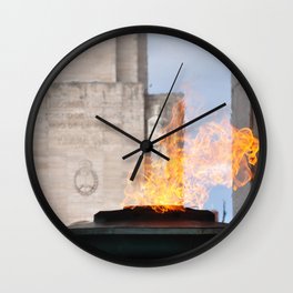 Argentina Photography - Grill With Fire Blazing Out Of It Wall Clock
