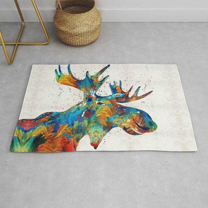 Colorful Moose Art - Confetti - By Sharon Cummings Rug