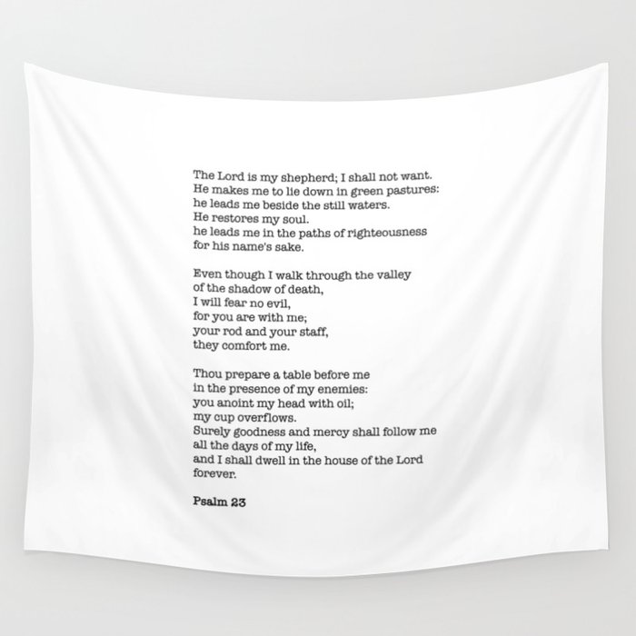 Psalm 23 Bible Verse Print - The LORD is my shepherd Wall Tapestry