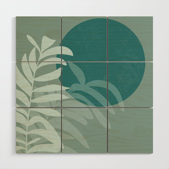 Leaves in the green night Wood Wall Art