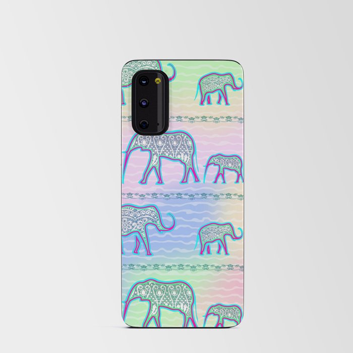Elephant Family on Pale Stripes Android Card Case