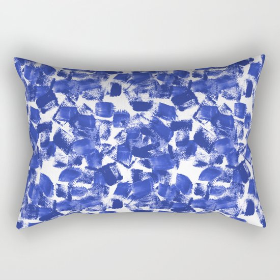Azia - bright blue painterly abstract brushstrokes painting trendy minimal modern monochrome indigo Rectangular Pillow
