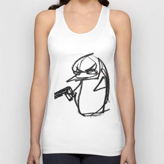 Penguin with Gun, Drawn in Pastel Tank Top