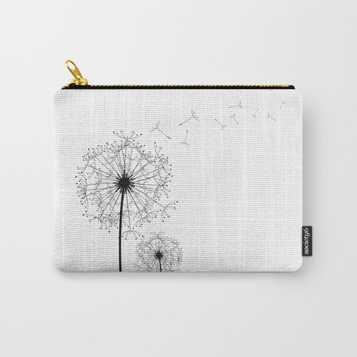 Black And White Dandelion Sketch Carry-All Pouch