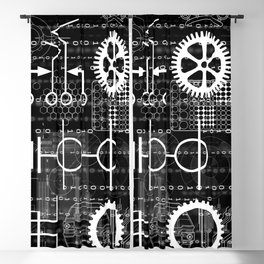 Tech Print in Black & White 2008 Blackout Curtain