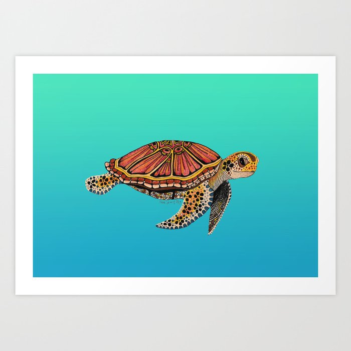 Sea Turtle Totem Art Print