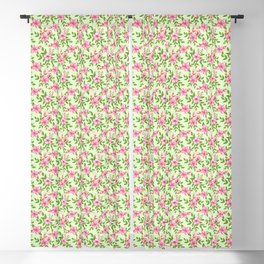 Cherry Blossom green pattern - floral print Blackout Curtain
