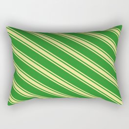 [ Thumbnail: Forest Green & Tan Colored Lines Pattern Rectangular Pillow ]