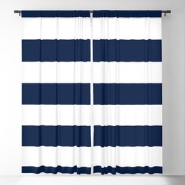 Marinière Nautical Navy Blue and White Mariniere Stripes  Blackout Curtain