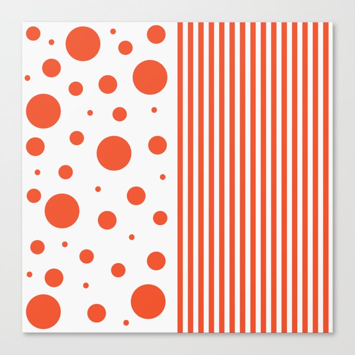 Spots and Stripes - Orange and White Canvas Print