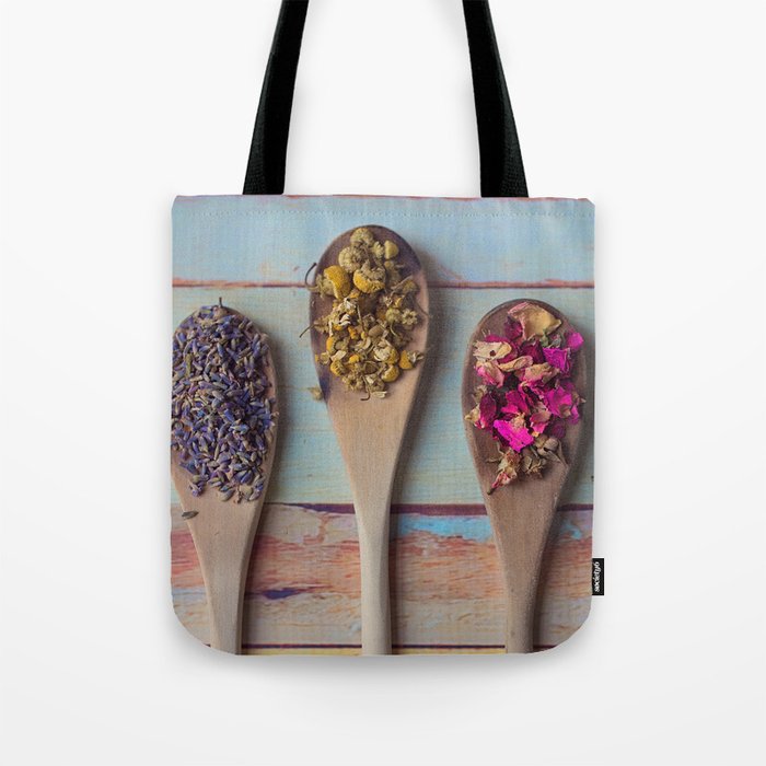 Three Beauties, Floral and Wooden Spoon Tote Bag