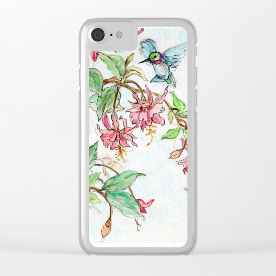 Honeysuckle Hummingbird Clear iPhone Case